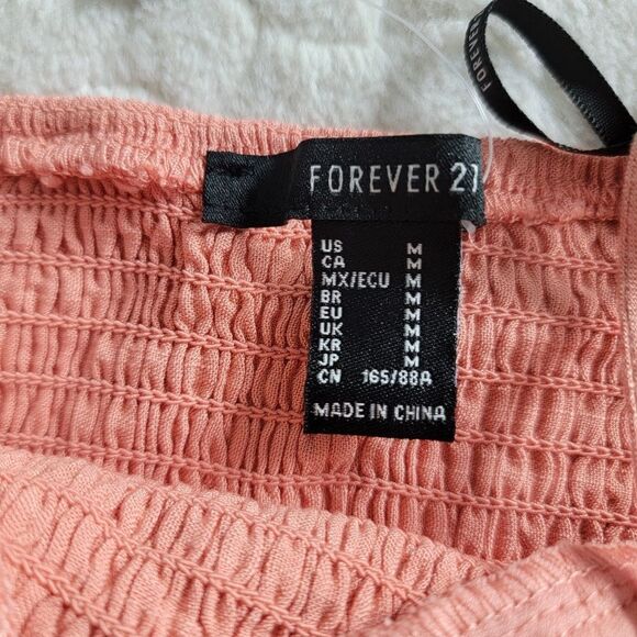 NEW Forever 21 woven cropped cami peach smocked medium y2k - Picture 3 of 5